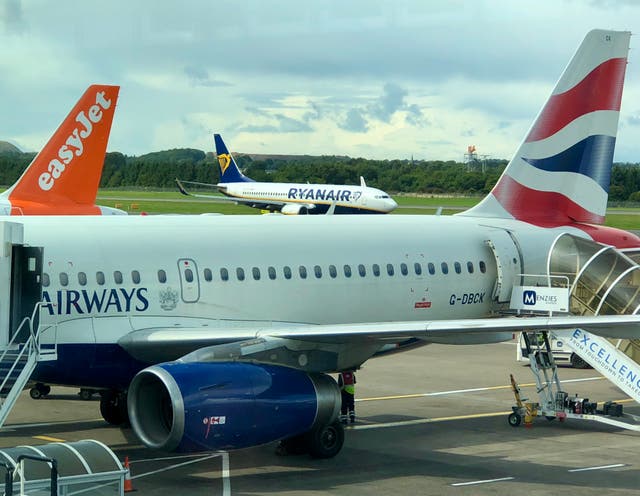 <p>Big three: British Airways, easyJet and Ryanair at Edinburgh airport</p>